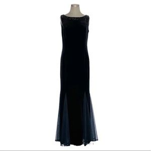 JESSICA HOWARD Beads Embroidered Velvet Sleeveless Body-con Evening Dress